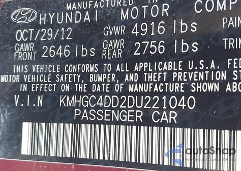 2013 Hyundai Genesis 3.8 z USA, uszkodzony, nr VIN KMHGC4DD2DU221040